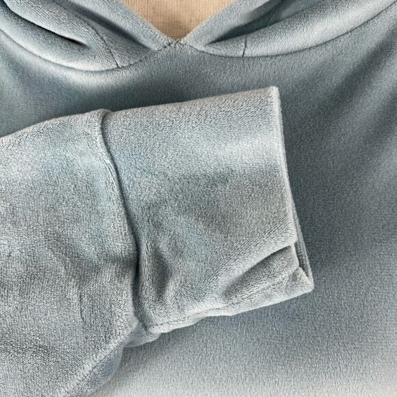 American Eagle Velour Sweatshirt Cozy Ever After Hoodie Teal Green Womens Small - Picture 9 of 13